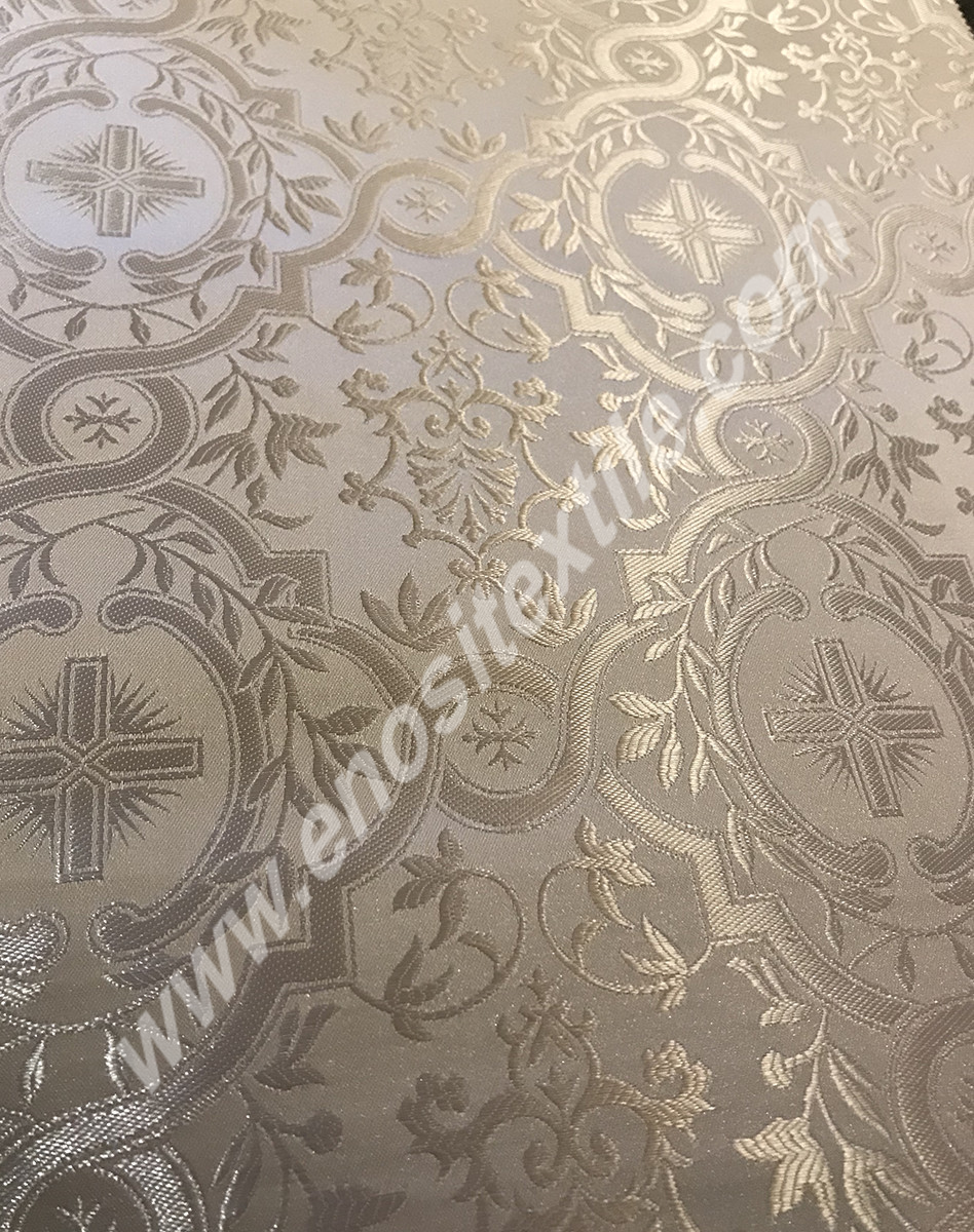 KL-049 White-Silver Brocade Fabrics